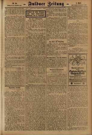 Zweite Ausgabe vom Samstag, den 18. September 1915.