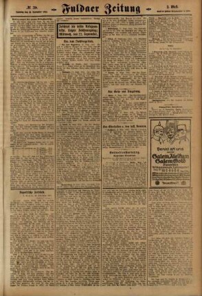 Zweite Ausgabe vom Samstag, den 18. September 1915.