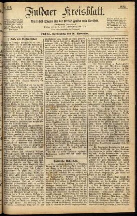 Erste Ausgabe vom Donnerstag, den 16. November 1882.