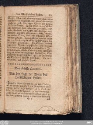 Das sechste Capittel. Von der Lage der Theile des Menschlichen Leibes.