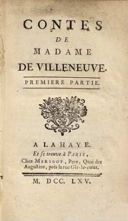 Contes De Madame De Villeneuve, 1