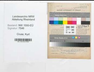 Entnazifizierung Kurt Cruse, geb. 17.05.1909 (Dozent)