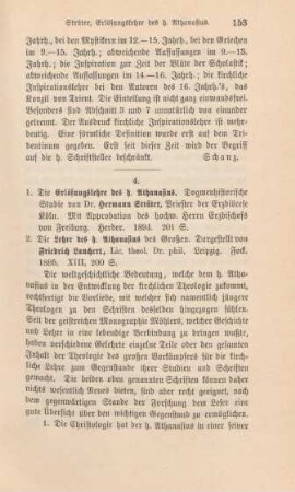 153-156 [Rezension] Sträter, Hermann, Die Erlösungslehre des hl. Athanasius