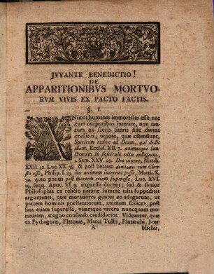 De apparitionibus mortuorum vivis ex pacto factis (Von der abgeredeten Erscheinung nach dem Tode)