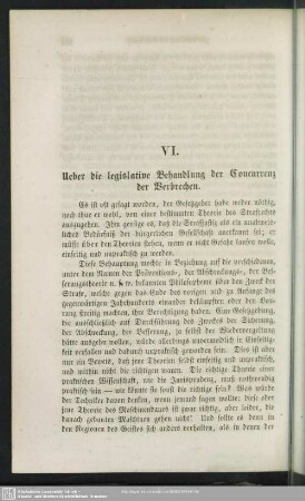 VI. Ueber die legislative Behandlung der Concurrenz der Verbrechen