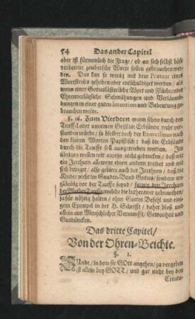 Das dritte Capitel/ Von der Ohren-Beichte.