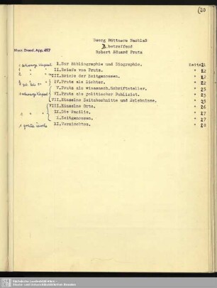 B. Betreffend Robert Eduard Prutz - Mscr.Dresd.App.497