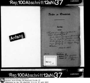 Regierungsantritt Bischof Ernst Augusts I. Enthält u.a.: Vereinbarung zwischen Ernst August und dem Osnabrücker Domkapitel; Protokolle über Huldigungen für Franz Wilhelm und Ernst August