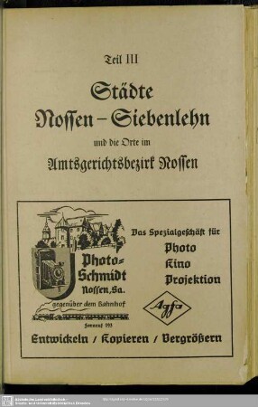 Teil III. Städte Nossen - Siebenlehn und die Orte im Amtsgerichtsbezirk Nossen