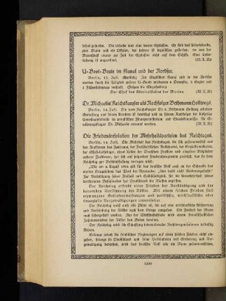Die Friedensresolution der Mehrheitsparteien des Reichstages.