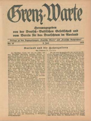 1918: Grenz-Warte