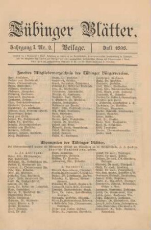13 Zweites Mitgliederverzeichnis des Tübinger Bürgervereins