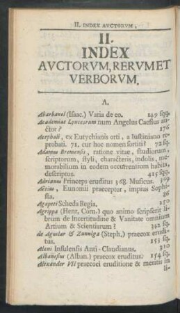 II. Index Auctorum, Rerum et Verborum