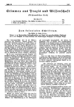 Zum kolonialen Schrifttum : [Nichtamtlicher Teil]