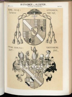 Taf. 144. Bisthum Strassburg. - Carl, Herzog v. Lothringen, Cardinal 1592 - 1607. - Franz Egon, Fürst v. Fürstenberg 1663 - 1682