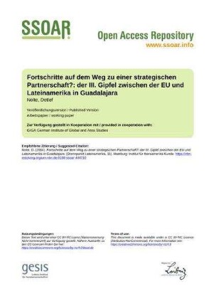 Fortschritte auf dem Weg zu einer strategischen Partnerschaft?: der III. Gipfel zwischen der EU und Lateinamerika in Guadalajara