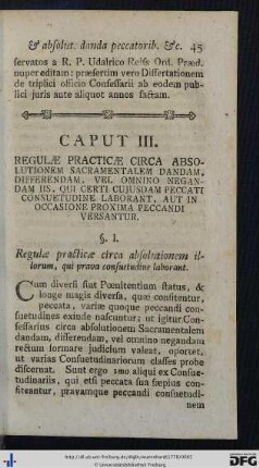 Caput III. Regulae Practicae Circa Absolutionem Sacramentalem ...