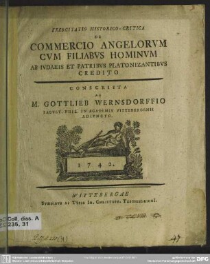Exercitatio Historico-Critica De Commercio Angelorum Cum Filiabus Hominum Ab Iudaeis Et Patribus Platonizantibus Credito