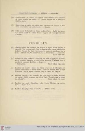 Pendules (No. 363 - 368)
