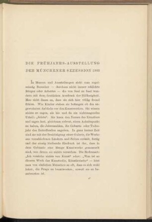 Die Frühjahrs-Ausstellung der Münchener Sezession 1903