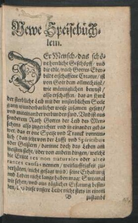 Newe Speisebüchlein.