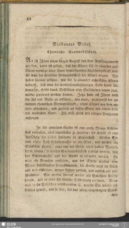 Siebenter Brief. Chemische Verwandtschaft