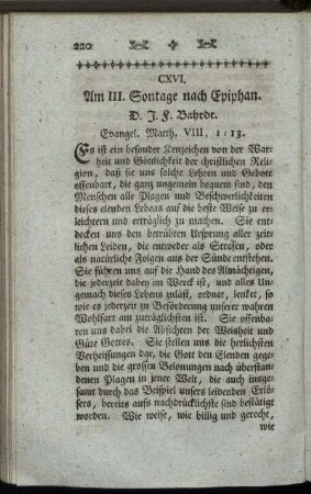 CXVI. Am III. Sontage nach Epiphan. Evangel. Matth.VIII, 1-13.