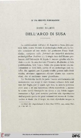 7: Di una recente pubblicazione sui bassi rilievi dell'arco di Susa