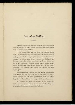 Zum ruhme Böcklins : (auszüge) / Paul Gérardy