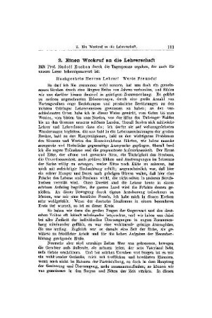 Einen Weckruf an die Lehrerschaft : [Mitteilungen]