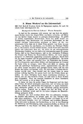 Einen Weckruf an die Lehrerschaft : [Mitteilungen]