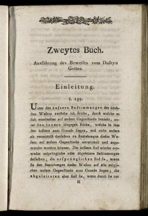 Zweytes Buch. Ausführung des Beweises vom Daseyn Gottes.