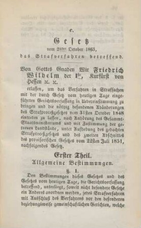 c. Gesetz vom 28sten October 1863, das Strafverfahren betreffend