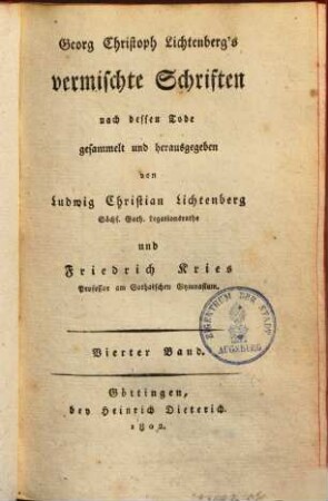 Georg Christian Lichtenberg's vermischte Schriften. 4