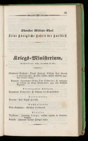 Kriegs=Ministerium.