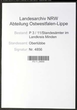 Sterberegister Standesamt Oberlübbe