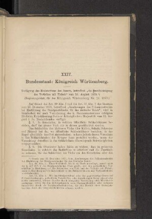 XXIV. Bundesstaat: Königreich Württemberg.