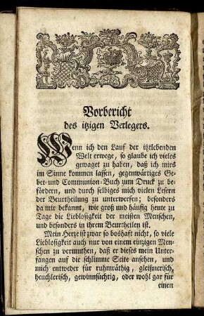 Vorbericht des itzigen Verlegers.