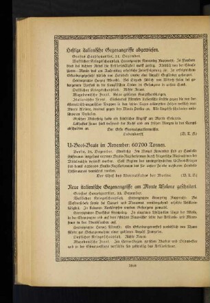 Heftige italienische Gegenangriffe abgewiesen.
