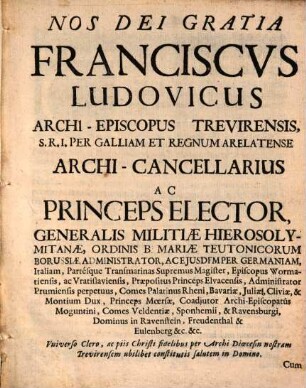 Ordinationes Archi-Episcopales Ad Usum Archi-Dioecesis Trevirensis Editæ Donec Statuta Synodalia In Forma Auctiore Publicari Potuerint
