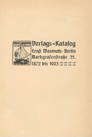 Verlags-Katalog : 1872 bis 1903