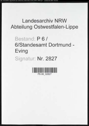 Sterberegister Standesamt Dortmund-Eving (V)