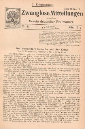 Nr. 28 März 1915 2. Kriegsnummer. Band II, Nr. 11.