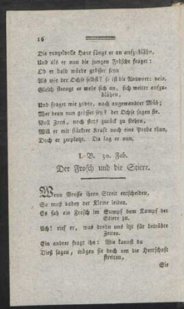 I. B. 30. Fab. Der Frosch und die Stiere