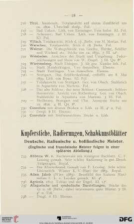 Kupferstiche, Radierungen und Schabkunstblätter (Nr. 733-1723)