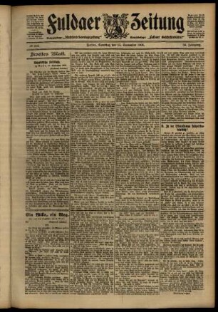 Zweite Ausgabe vom Samstag, den 15. September 1906.