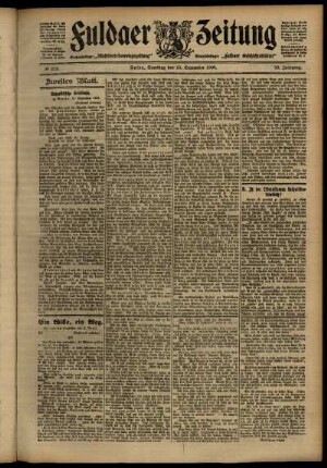 Zweite Ausgabe vom Samstag, den 15. September 1906.