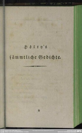 Hölty's sämmtliche Gedichte