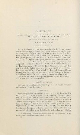 Capítulo XI. Archipiélago de Joló é Islas de la Paragua, Balábac y Cagayán de Joló