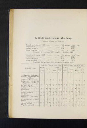 b. Erste medicinische Abteilung. Director Professor Dr. Lenhartz.